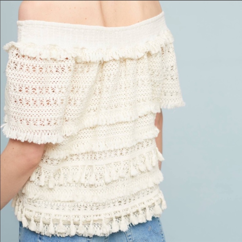 Anthropologie off the shoulder fringe top BNWT